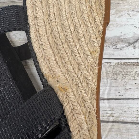 Ralph Lauren Penelopie Sandals Sz 8B Black Canvas Espadrille Slingback Coastal - Picture 10 of 11